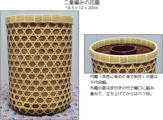 二重編みの花籠